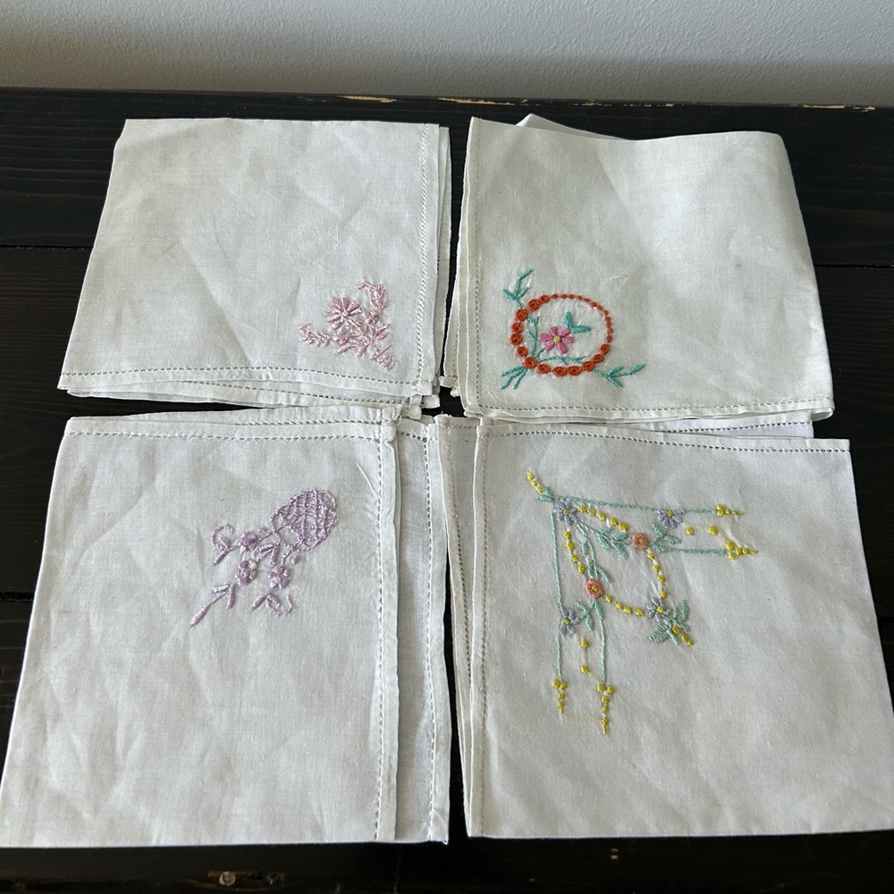 Vintage hand embroidered hankies